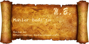 Mahler Beáta névjegykártya