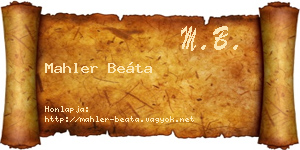 Mahler Beáta névjegykártya
